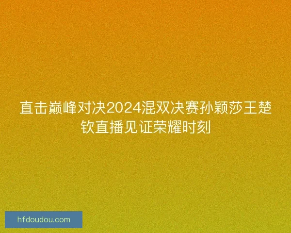 直击巅峰对决2024混双决赛孙颖莎王楚钦直播见证荣耀时刻